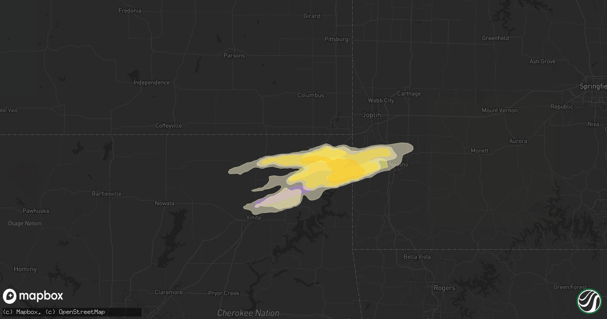 Hail map in Miami, OK on May 8, 2024