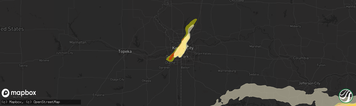 Hail map in Mission, KS on May 8, 2024