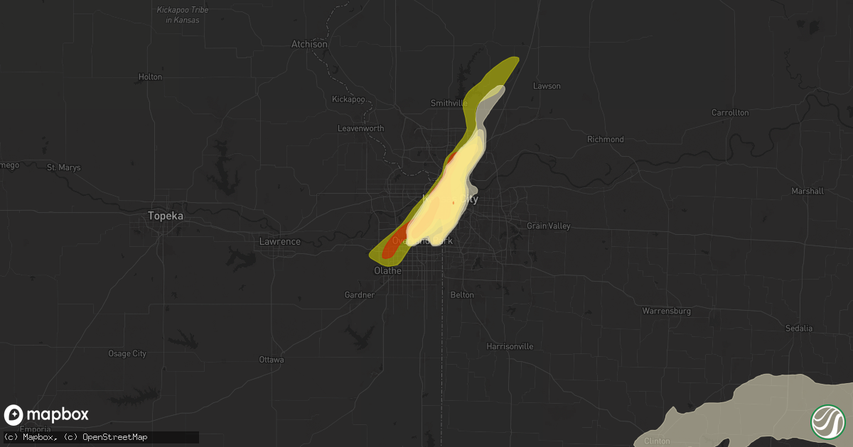 Hail map in Mission, KS on May 8, 2024