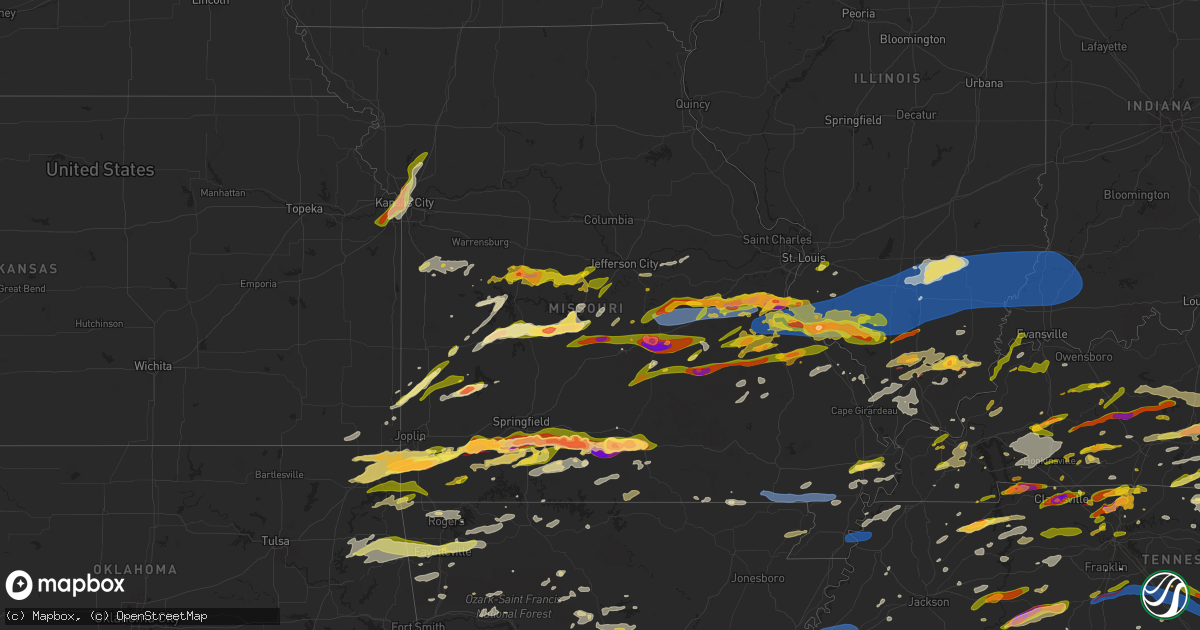Hail map in Missouri on May 8, 2024