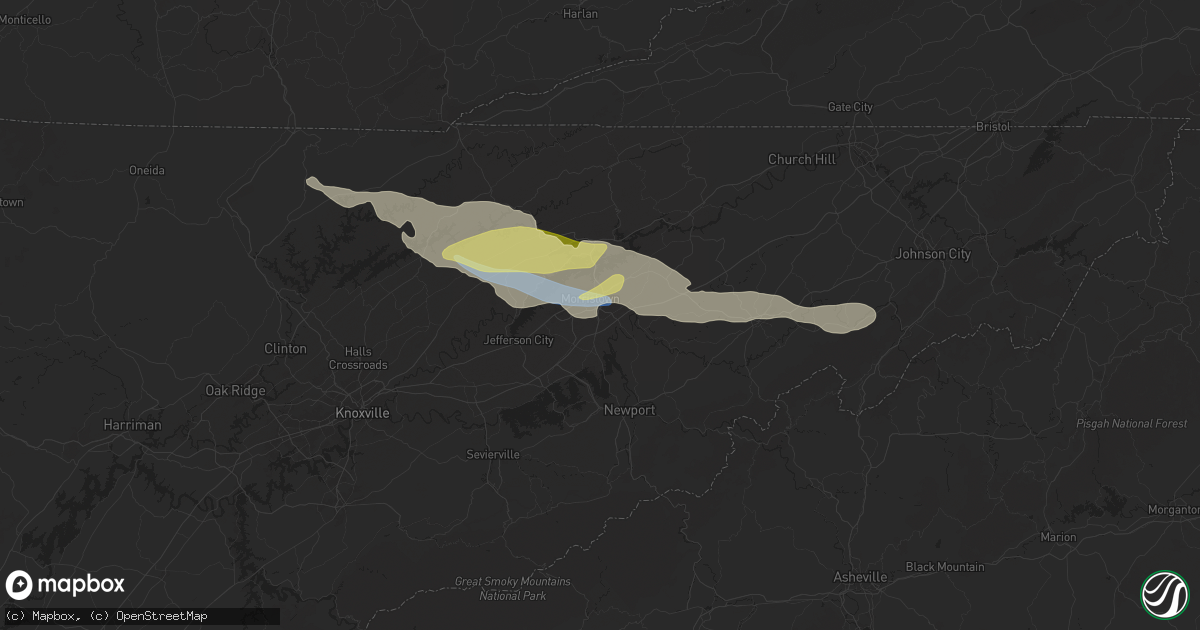 Hail map in Morristown, TN on May 8, 2024