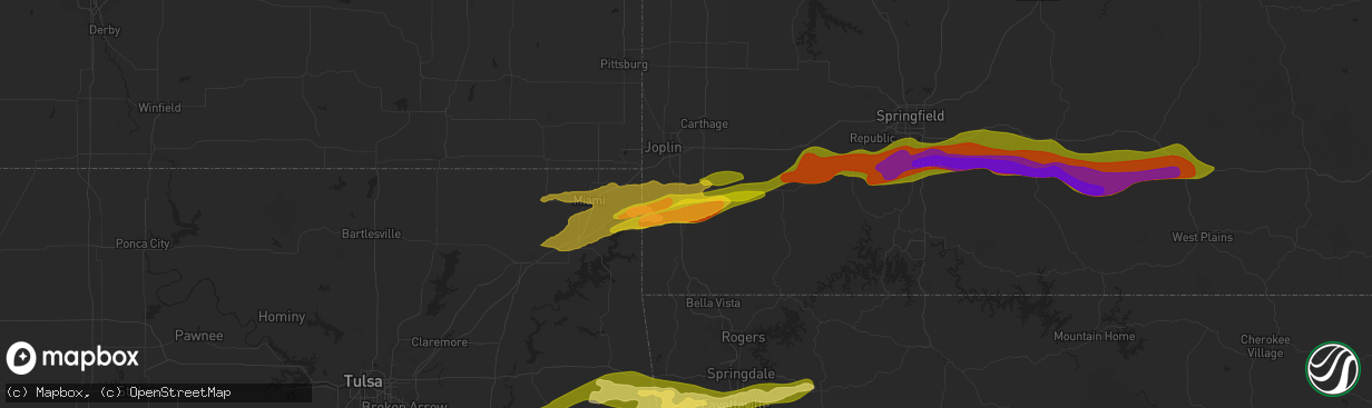 Hail map in Neosho, MO on May 8, 2024