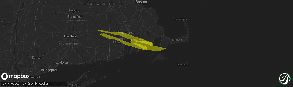 Hail map in New Bedford, MA on May 8, 2024