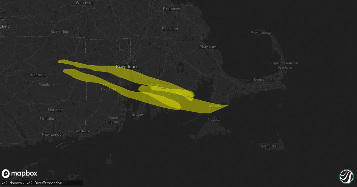 Hail map in New Bedford, MA on May 8, 2024