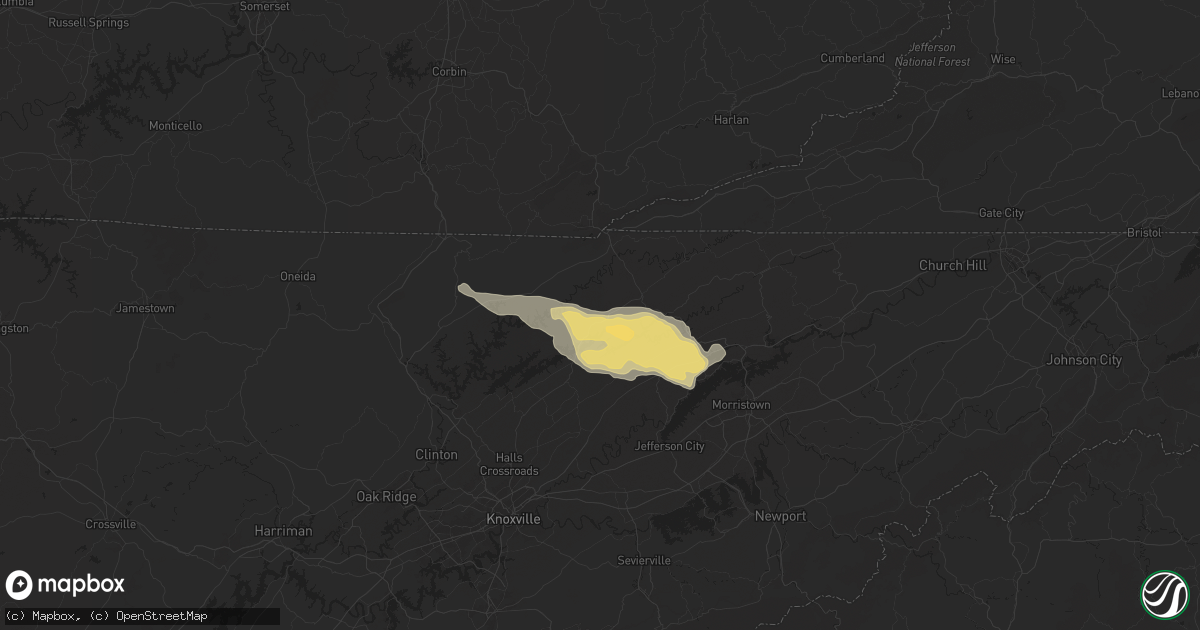 Hail map in New Tazewell, TN on May 8, 2024
