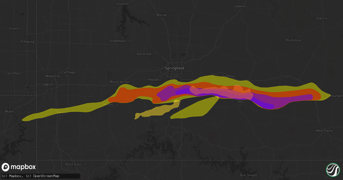Hail map in Nixa, MO on May 8, 2024