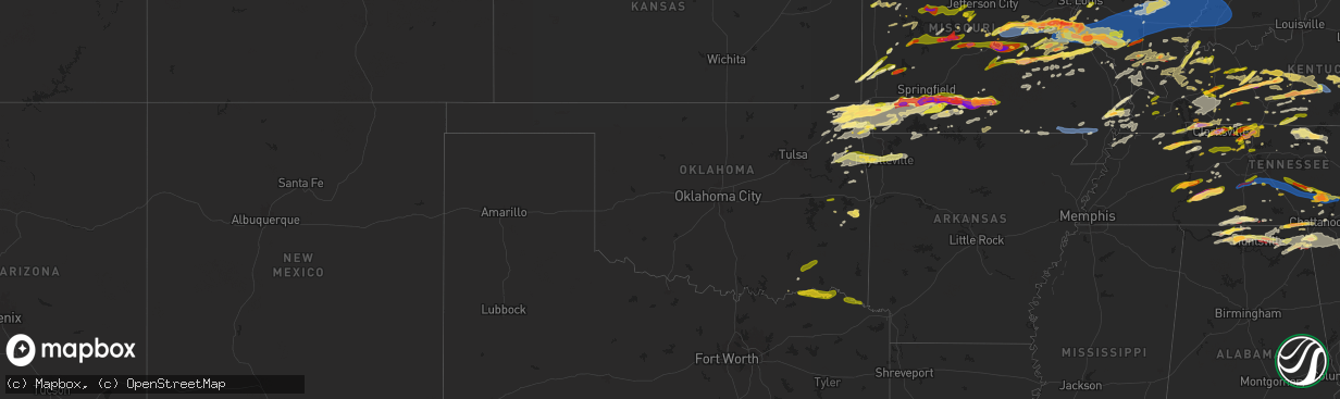 Hail map in Oklahoma on May 8, 2024