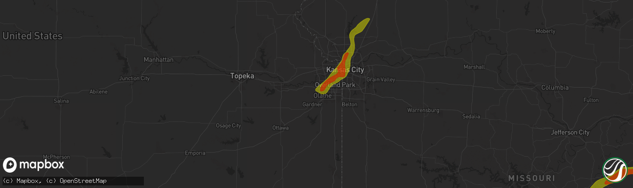 Hail map in Olathe, KS on May 8, 2024