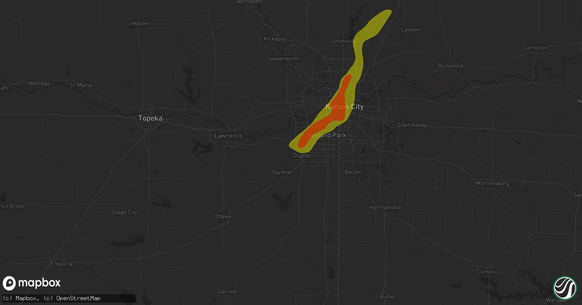 Hail map in Olathe, KS on May 8, 2024