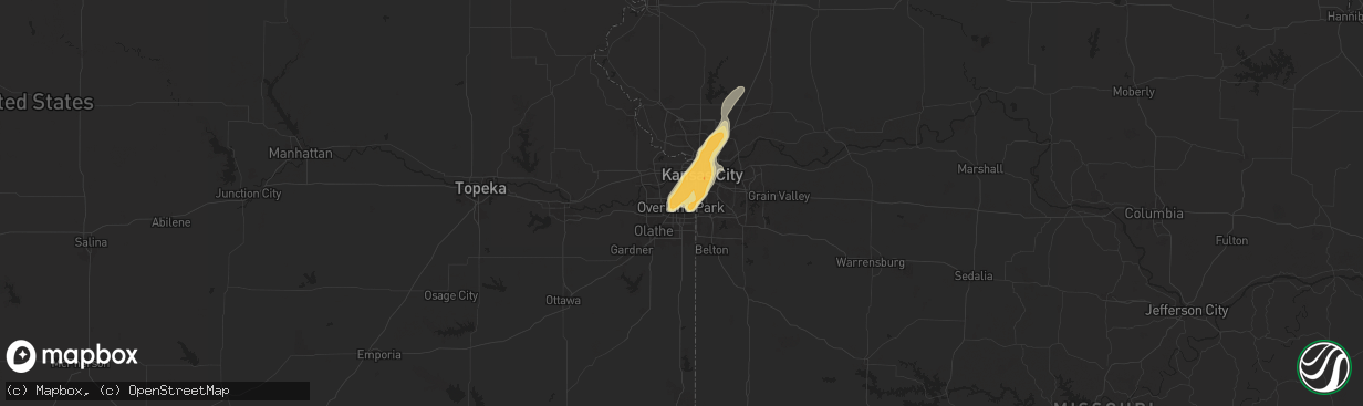 Hail map in Overland Park, KS on May 8, 2024