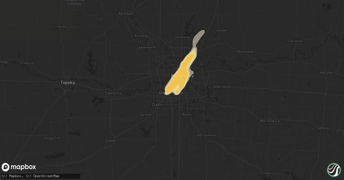 Hail map in Overland Park, KS on May 8, 2024
