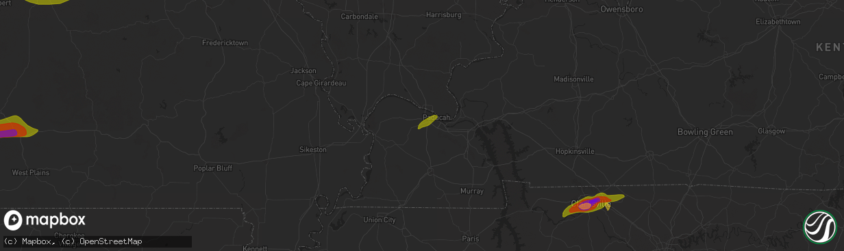 Hail map in Paducah, KY on May 8, 2024