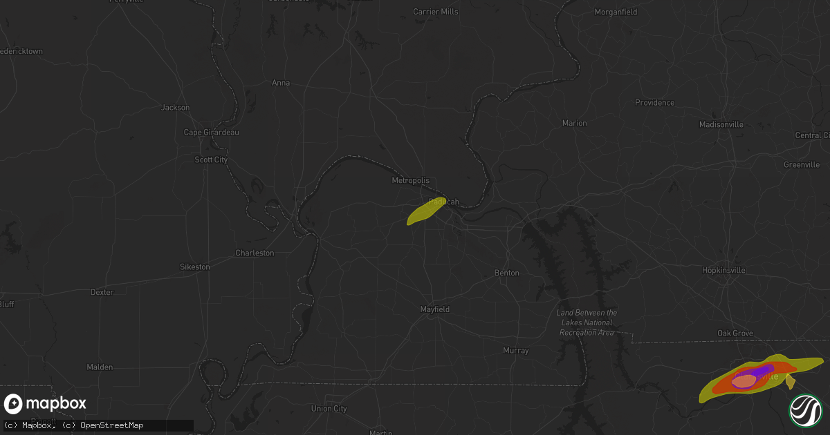 Hail map in Paducah, KY on May 8, 2024