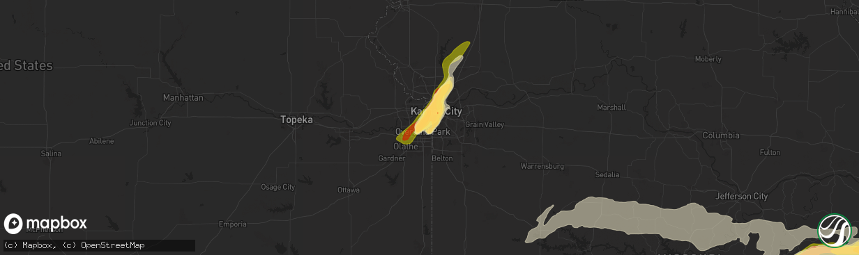 Hail map in Prairie Village, KS on May 8, 2024