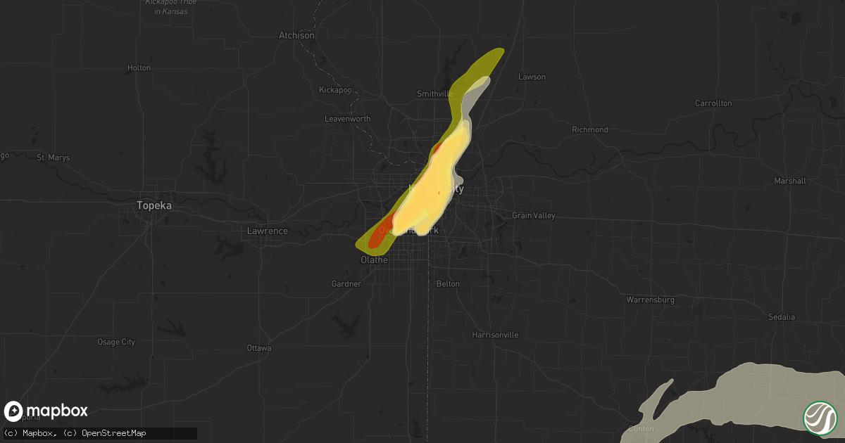 Hail map in Prairie Village, KS on May 8, 2024