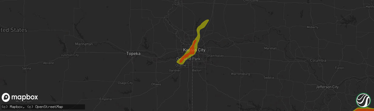 Hail map in Shawnee, KS on May 8, 2024