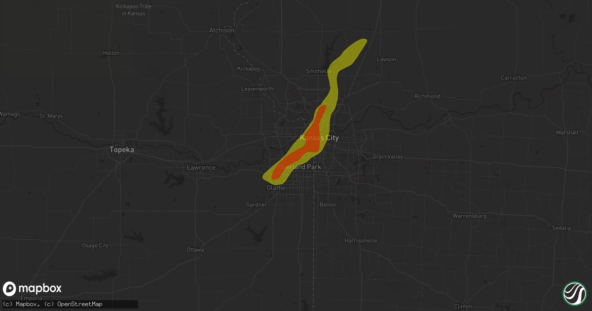 Hail map in Shawnee, KS on May 8, 2024