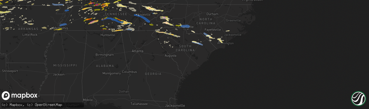 Hail map in South Carolina on May 8, 2024
