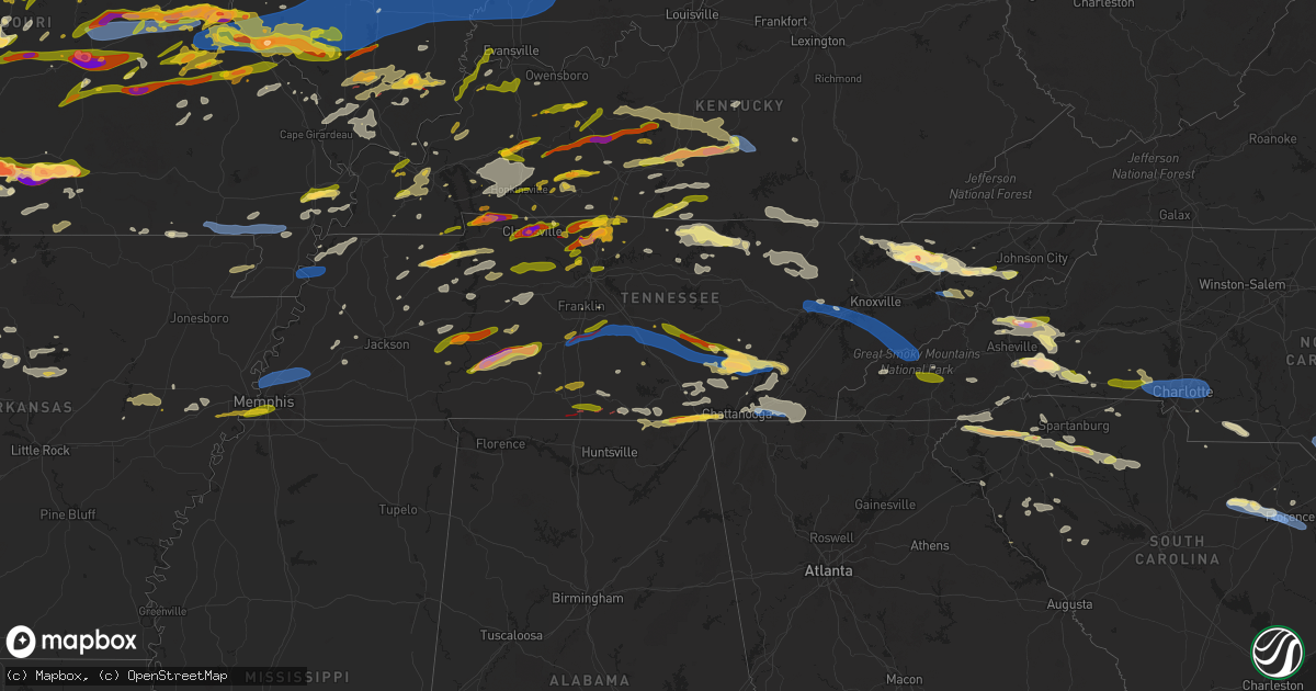 Hail map in Tennessee on May 8, 2024