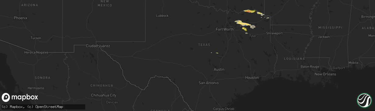 Hail map in Texas on May 8, 2024