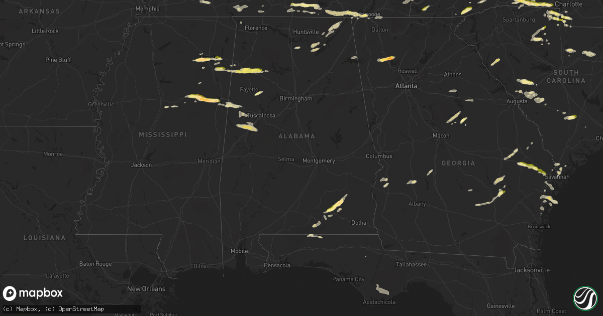 Hail map in Alabama on May 8, 2025