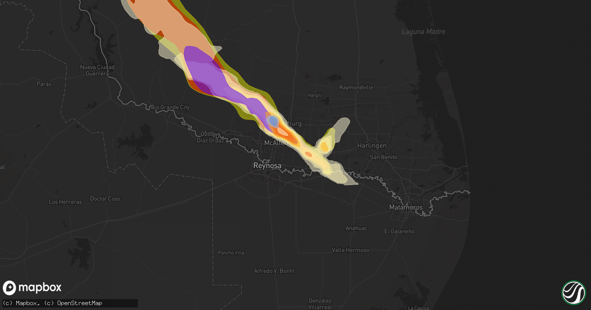 Hail map in Alamo, TX on May 8, 2025