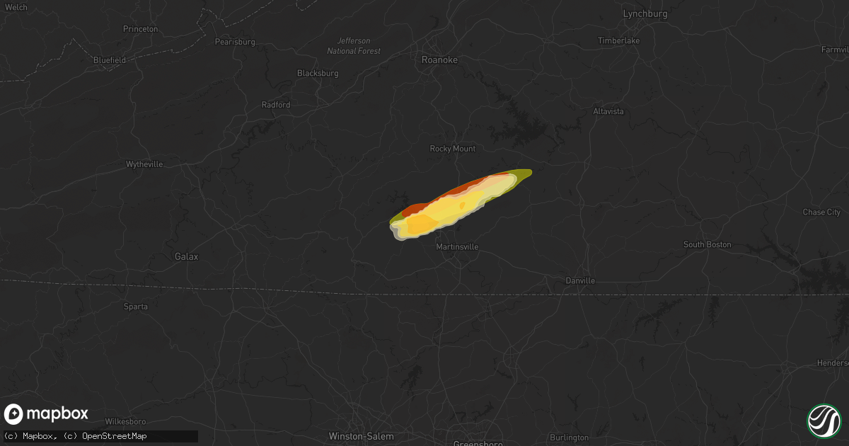 Hail map in Bassett, VA on May 8, 2025