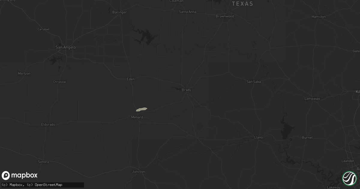 Hail map in Brady, TX on May 8, 2025