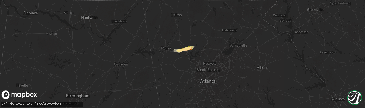 Hail map in Cartersville, GA on May 8, 2025