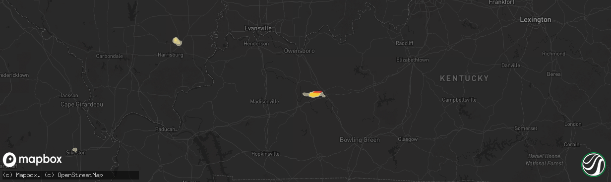 Hail map in Centertown, KY on May 8, 2025