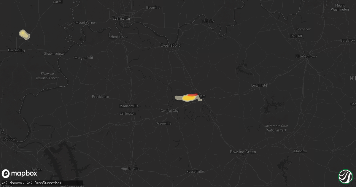 Hail map in Centertown, KY on May 8, 2025