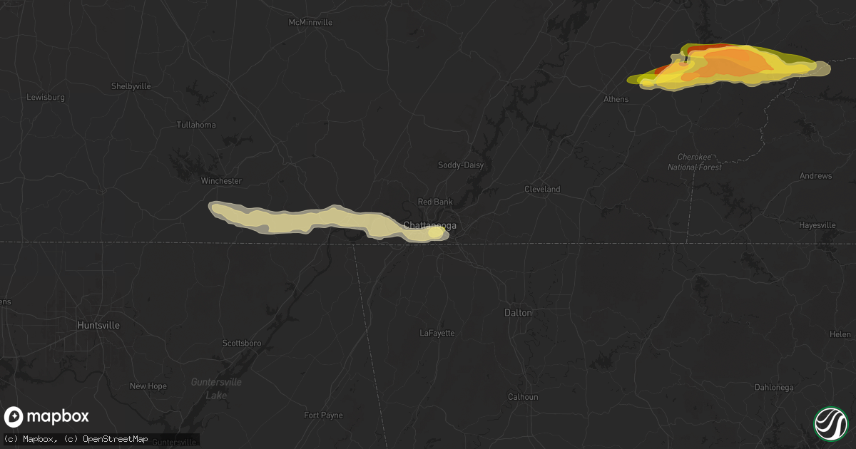Hail map in Chattanooga, TN on May 8, 2025
