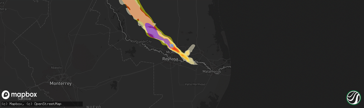 Hail map in Donna, TX on May 8, 2025