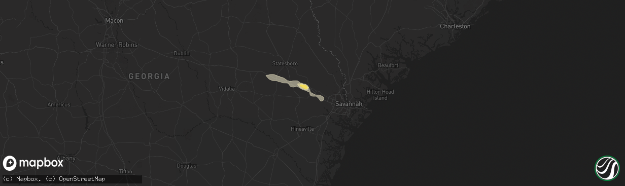 Hail map in Ellabell, GA on May 8, 2025