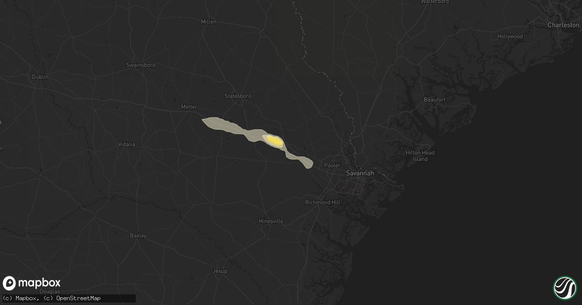 Hail map in Ellabell, GA on May 8, 2025