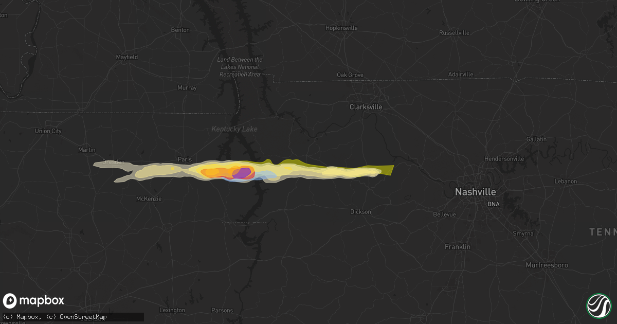 Hail map in Erin, TN on May 8, 2025