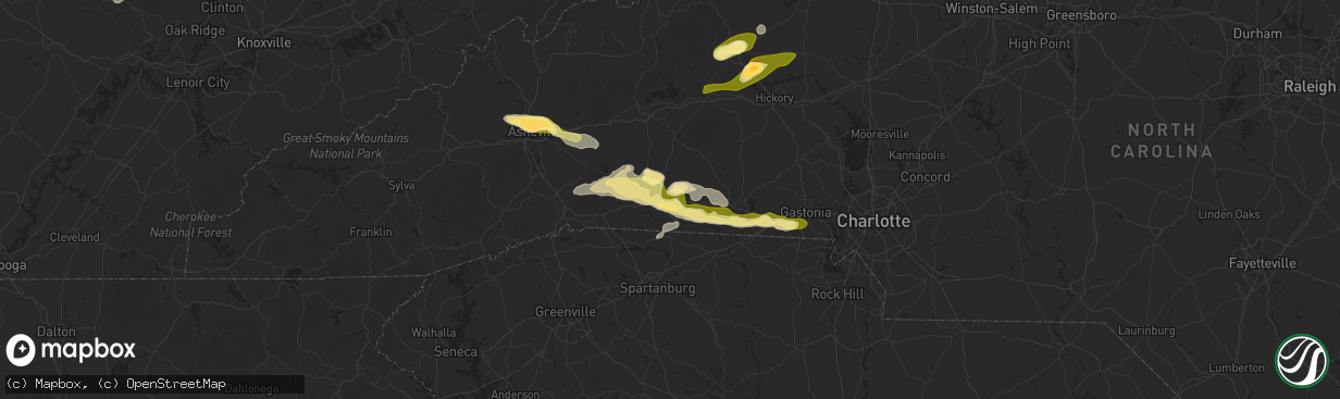 Hail map in Forest City, NC on May 8, 2025
