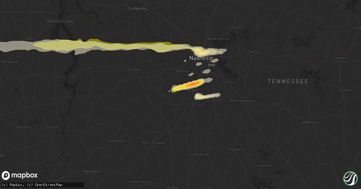 Hail map in Franklin, TN on May 8, 2025