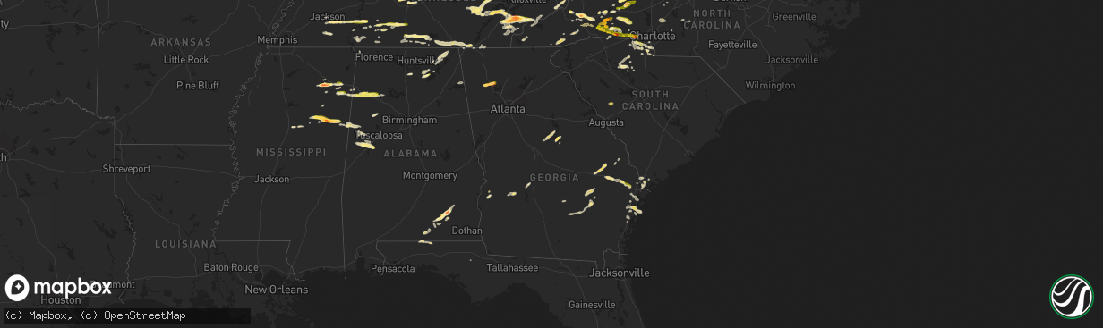 Hail map in Georgia on May 8, 2025