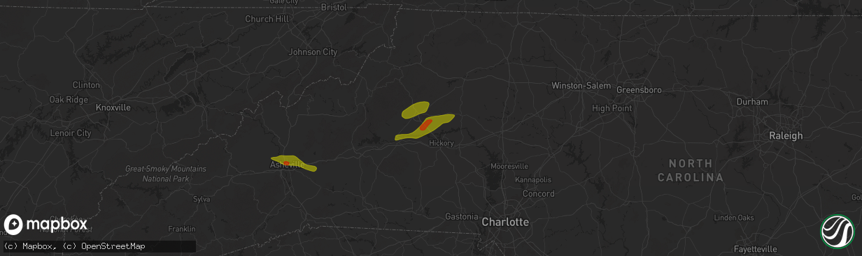 Hail map in Granite Falls, NC on May 8, 2025