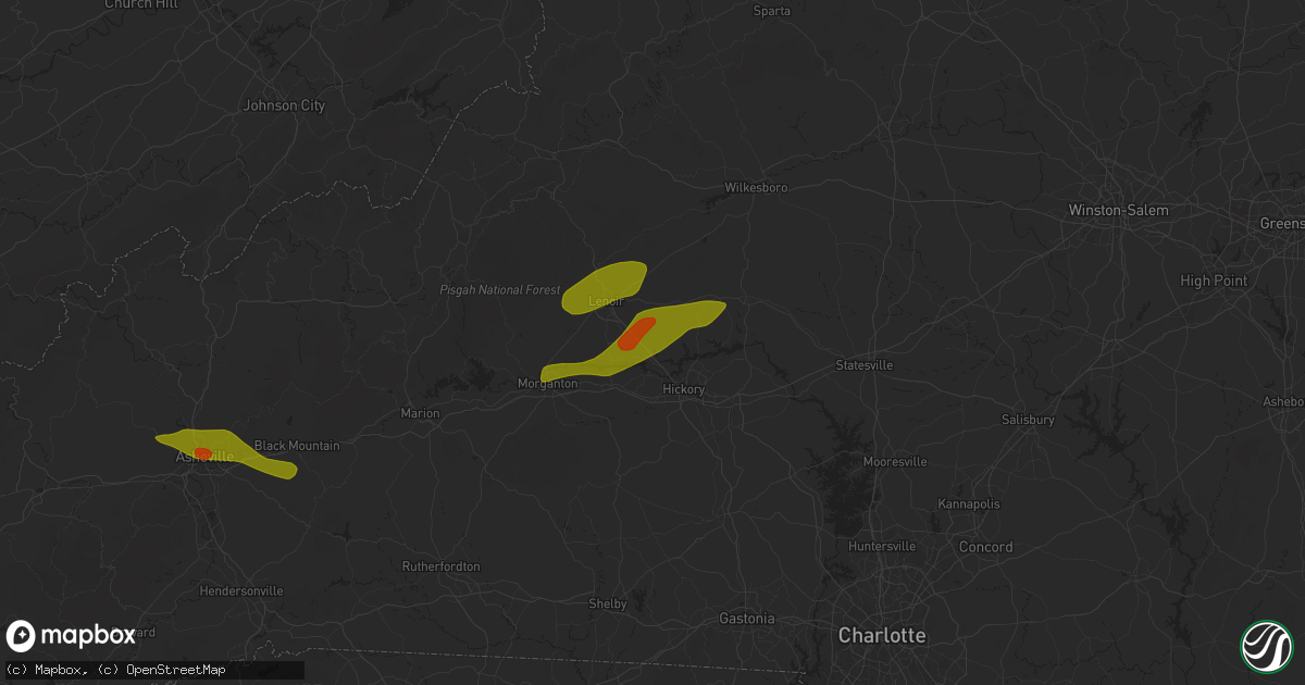 Hail map in Granite Falls, NC on May 8, 2025