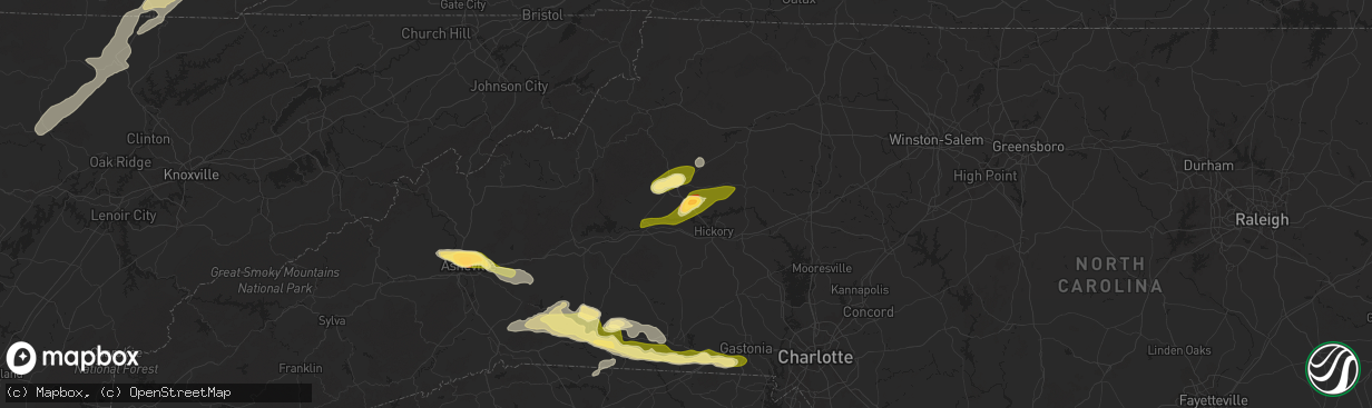 Hail map in Hudson, NC on May 8, 2025