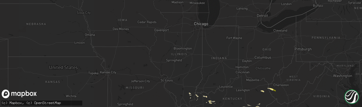 Hail map in Illinois on May 8, 2025