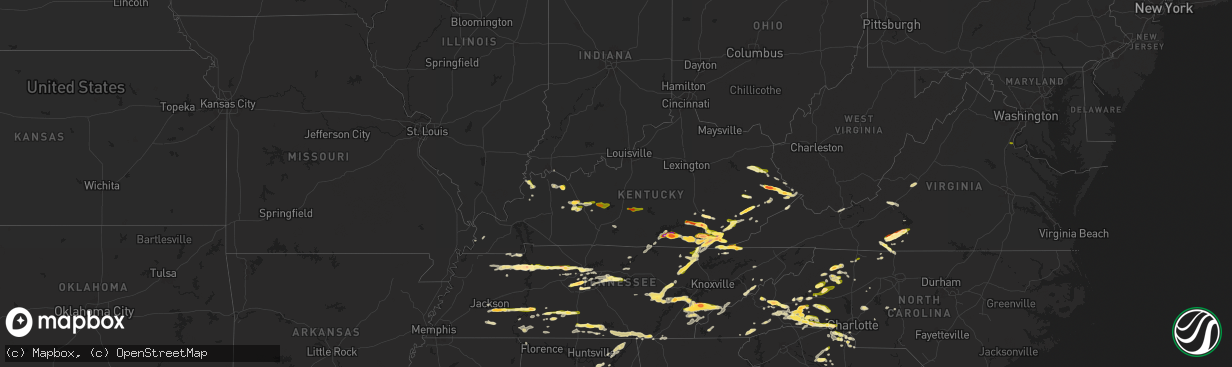 Hail map in Kentucky on May 8, 2025