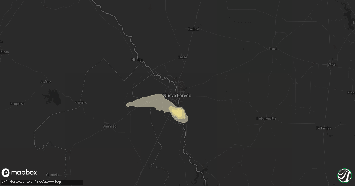 Hail map in Laredo, TX on May 8, 2025