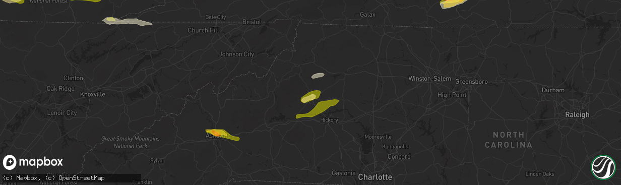 Hail map in Lenoir, NC on May 8, 2025