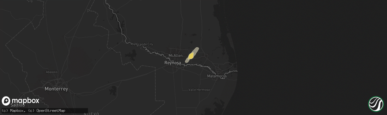 Hail map in Mercedes, TX on May 8, 2025