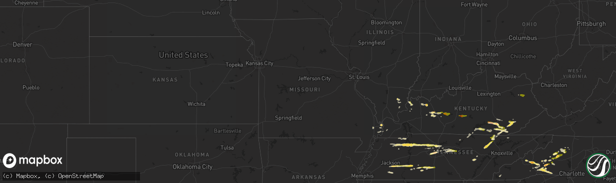Hail map in Missouri on May 8, 2025