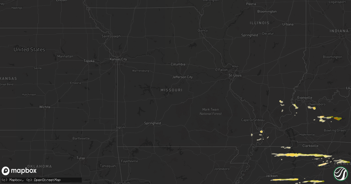 Hail map in Missouri on May 8, 2025