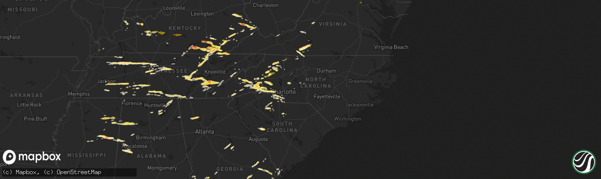 Hail map in North Carolina on May 8, 2025